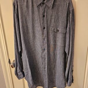 Ralph Lauren Gray Casual Button Down Shirt with Stripes